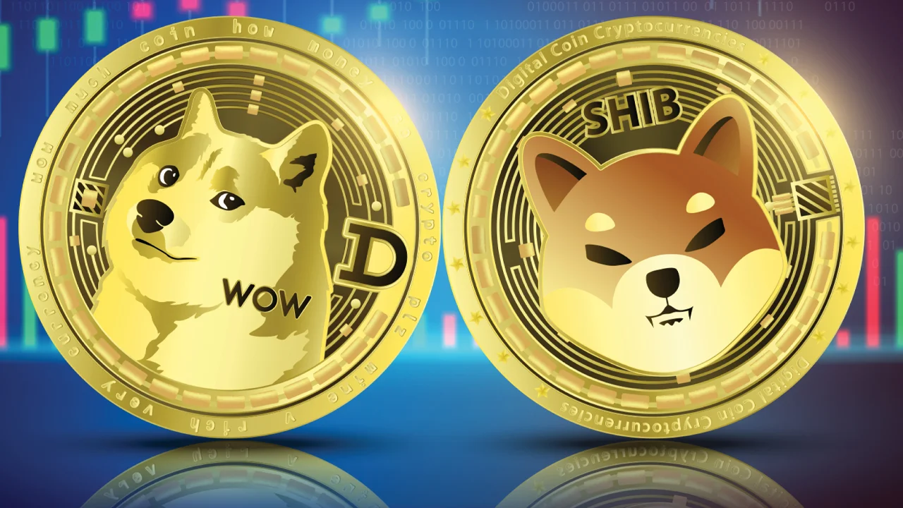 Memecoins: dogecoin, shiba inu